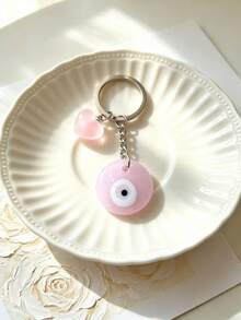 1pc Evil Eye Vintage Blue Eye Keychain, Heart-Shaped Frosted Blue Eye Bohemian Style New Bag Charm For Women, Key Chain Pendant For Men - Multicolor - View 9