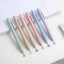 Soft Color 0.5mm Fine Tip Retractable Gel Pen - Quick Dry Non-Smudge Gel Ink Pen, Suitable For Notes, Diaries And Learning (3 Random Colors) - A - View 5