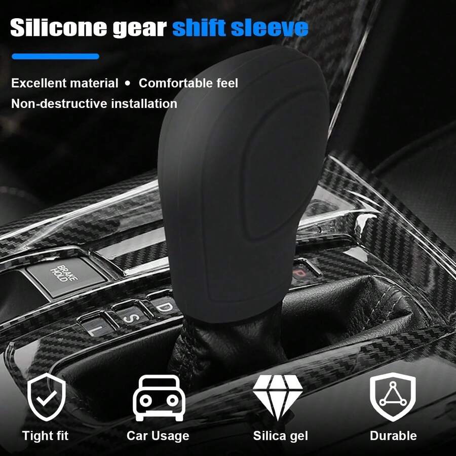 1pc Car Gear Shift Lever Cover, Gear Shift Lever Protector Accessory, Car Gear Shift Protector, Silicone Automatic Gear Shift Lever Cover Universal Fit, Suitable For Most Cars - A - View 1