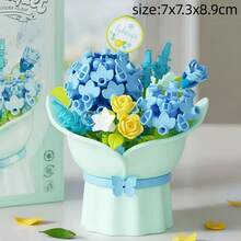Hand-Held Fresh Flower Series, Small Size, Mini Building Block Toy Set, ABS Material. 9pcs Discount Gift Box Set, Includes: Rose, Sunflower, Tulip, Camellia, DIY Educational Puzzle Assembly Handmade Gift. Halloween, Christmas And Other Major Holiday Discount Gift. - Multicolor - View 7