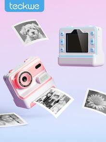 Teckwe Kids Instant Print Camera, 1080P Digital Camera With Zero Ink Thermal Printer, Portable Photo Camera For Children, Selfie Camera With Print Paper, Birthday Gift For Girls Boys - Multicolor - View 1