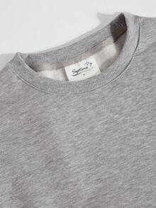 Warm Fleece-Lined Grey Oversized Crewneck Women's Graphic Sweatshirt, Long Sleeve Top For Cold Weather,Fashionable Y2K Street Style,Eye Print - Gray - View 4