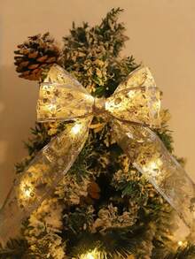 1pc Christmas Ribbon Warm Color, Battery-Powered LED Warm White String Lights DIY Decoration Christmas Tree Hanging Ornament Christmas Tree Ribbon, LED Flashing String Lights, Battery-Powered Fairy Lights, Colorful Ribbon Lights Christmas Tree Decoration Arrangement Double Layer Christmas Ribbon, Christmas Decoration Lights, Indoor/Outdoor Curtain String Lights, Party Hanging Lights (Battery Not Included) - S26 Ribbon - View 9