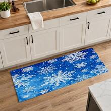 1pc Winter Blue Snowflake Kitchen Drain Mat, White Ice Crystal Snowflake Print Table Mat, Christmas Coffee Tabletop Decor Mat, Winter Snowflake Table Mat, Holiday Kitchen Dining Home Decor - Multicolor - View 12