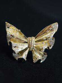 1件奢華復古金色拉絲鳶尾花胸針，高端毛衣外套裝飾胸針 - 金色 - 查看 3