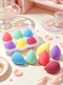 Disney 6pcs Colorful Makeup Sponge Set, Ultra Soft Multi-Shape Facial Makeup Tools, Suitable For Foundation, Cream And Powder, Portable Transparent Storage Box Set, Ideal For Daily Facial Care - Multicolor - View 9
