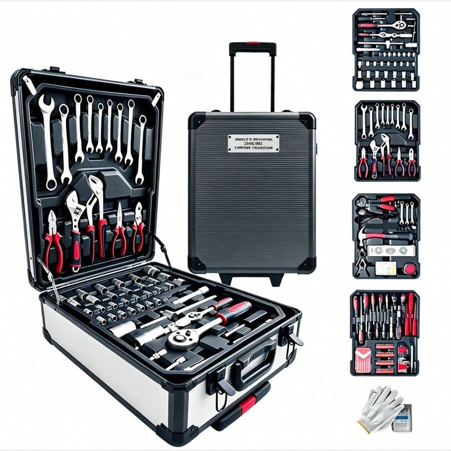 115/46pcs Professional Car Repair Tool Set: Portable, Durable And Easy To Use Ratchet Wrench Set - Suitable For Car, Boat, Motorcycle Repair, Home Industrial Maintenance - Includes Carrying Case - Multi-color - View 1