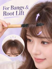 Mini Wooden Round Hair Brush Small Barrel Curling Comb Bangs Styling Brush Root Volume Hair Roller Comb Blow Dry Hair Tool For Fringe Inner Curl Styling Anti Static Hair Care Accessory - Multicolor - View 4