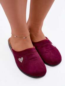 Women's Inblu Comfortable Light Soft Home Slippers With Heart And  For Relaxation Gray Red - Red - View 4