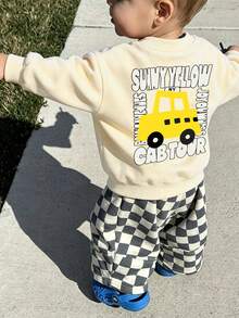Sweatshirt Pullover Longgar Motif Kartun Mobil Gaya Kasual untuk Bayi Laki-laki, Lembut & Nyaman untuk Musim Gugur/Dingin - Aprikot - View 2