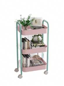 3-Tier Iron Storage Cart, Cream Yellow Kitchen Storage Trolley, With Universal Wheels Movable, Electrostatic Spray Coating Odorless And Non-Peeling, 4-Layer Large Capacity Divided Storage, Multi-Use For Kitchen Bathroom Laundry Room Living Room, Height 78cm Lightweight And Easy To Push, Combines Aesthetics And Practicality, Home Mobile Storage Essential - Multicolor - View 10
