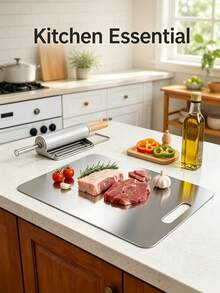 1/3pcs High-Quality Stainless Steel Double-Sided Cutting Board - Thickened, Mildew-Proof, Suitable For Kitchen And Restaurant Use, Easy To Clean With Water, Double-Sided, Suitable For Meat, Vegetables, And Fruits, An Essential Kitchen Utensil For Every Household. - View 4