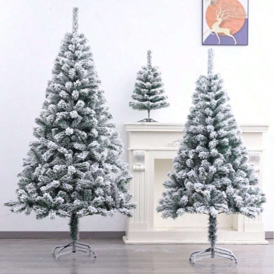 Christmas White Realistic Artificial Snow High-End Velvet Snow Pine Tree, 60cm-240cmwith Added Snow, Christmas Velvet Tree. - White - View 1