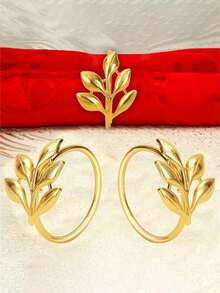 1pc/5pcs/10pcs/12pcs Reusable Gold-Plated Alloy Napkin Rings: Smooth Edges, Easy To Clean, Suitable For Weddings, Parties, Celebrations And Holiday Dinners - Multicolor - View 8
