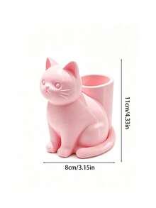 Cute Cat 3D Printed Pen Holder, Creative Cartoon Cat Design, Desktop Storage For Pens, Makeup Brushes, Lipsticks, Multiple Colors Available, Desk And Vanity Decor, Niche Healing Gift For Girls - Multicolor - View 10