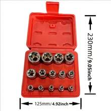 Bộ 14 đầu khẩu E-Torx, đầu khẩu sao Torx ngoài E4-E24 với đầu 1/4" 3/8" 1/2", thép Cr-V mạ chrome, bộ đầu khẩu Torx kèm hộp đựng cho sửa chữa ô tô, bảo dưỡng động cơ, máy móc và dự án DIY - Bộ đầu khẩu 14 món - Xem 5