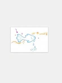 1pc Temporary Tattoo, Cartoon Hand Drawn Fish With Music Notes & Water Splash Pattern, Realistic Fake Tattoo Design, For Daily, Bachelorette Party Favors, Music Festival, Game, Graduation Gift, Lasts 3-5 Days - Multicolor - View 3