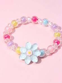 6Pcs Flower Beaded Bracelets For Girls, Random Color Kids Party Jewelry Birthday Gift - Multicolor - View 10