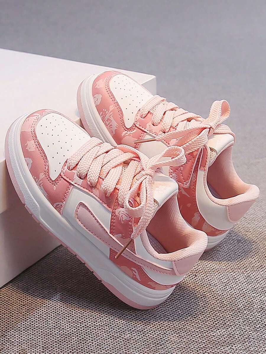 1 Pair Kids Cartoon Print Hook And Loop Soft Sole Anti-Slip Girls Casual Sneakers Spring Autumn - Pink - View 1