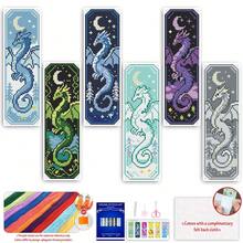 14CT Printed Cross-Stitch Bookmark Kit Includes 6 Bookmarks, Dragons Of Different Attributes, Along With Instructions, Embroidery Floss, Fabric, And An Embroidery Needle. For Beginners And Craft Enthusiasts. - Dragons - View 15