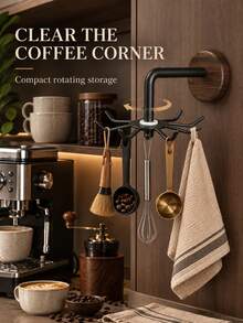 1pc 360° Rotating Kitchen Utensil Hook, Aluminum Material, Multi-Functional Kitchen Hook For Storing Spoons, Tongs And Other Kitchen Tools, Kitchen Storage, Utensil Storage, Christmas - Multicolor - View 9