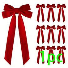 1/5/10pcs Christmas Tree Bows - Holiday Ribbon Gift Bows, Suitable For Holiday Wreaths, Decorations And Rustic Crafts, No Feathers, Glossy Surface, Perfect For Gift Wrapping And DIY Projects, Christmas Tree Decoration Velvet Ribbon, Christmas Tree Bows - Multicolor - View 17