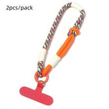 2pcs/Pack Polyester Dopamine Colorblock Camera Keychain Phone Anti-Loss Short Lanyard 16cm, Macaron Multicolor, With Built-In Washer And Hanging Clip, Primarily Used As Phone Wrist Strap, Can Hang Keys, Small Items, Anti-Loss Portable Daily Hanging Accessory - Contrast Color Lanyard - View 14