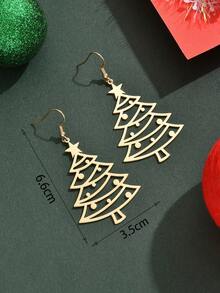 1 Pair Fashionable Creative Versatile Niche Design Hollow Christmas Tree Earrings Suitable For Women's Daily Wear - Gold - View 5