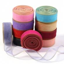 5 Yards/Roll Double Gold Edge Tulle Ribbon, 2.5cm Wide Transparent Thin Gauze Ribbon, Floral Gift Packaging DIY Bow Material, Suitable For Hair Accessory Making, Scrapbook Decoration, Christmas Wedding Birthday Party Decoration - Multicolor - View 2
