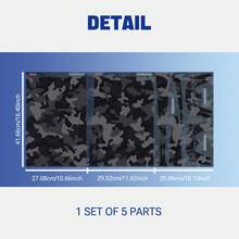 Juego Completo de Pegatinas Protectoras Compatibles con Edición de Disco, Patrón de Camuflaje Gris Oscuro Personalizado, Película Anti-Arañazos Removible sin Residuos, Compatible con Consola y Control DualSense - Ver 2