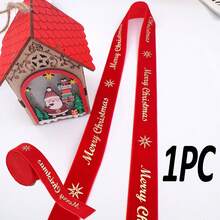 1PC 2.5cm Green & Ribbon With Gold Foil Christmas Holiday Decoration Gift Box Packaging Bow Ribbon, Christmas Decor Burgundy Velvet Christmas Letter Star Ribbon DIY Christmas Tree Bow Ribbon Webbing - Multicolor - View 13