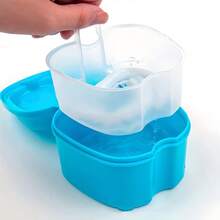 1pc Denture Care Cleaning Box, Denture Cleaning And Storage Container With Mesh, Denture Bath Box With Filter, Plastic Cleaning Box - Multicolor - View 5