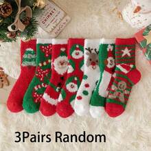 1/3/5 Pairs New Christmas Socks, Soft & Fun, Warm & Elastic, Suitable For Winter Wear, Novel & Colorful, Unisex Holiday Mid-Calf Socks - Multicolor - View 11