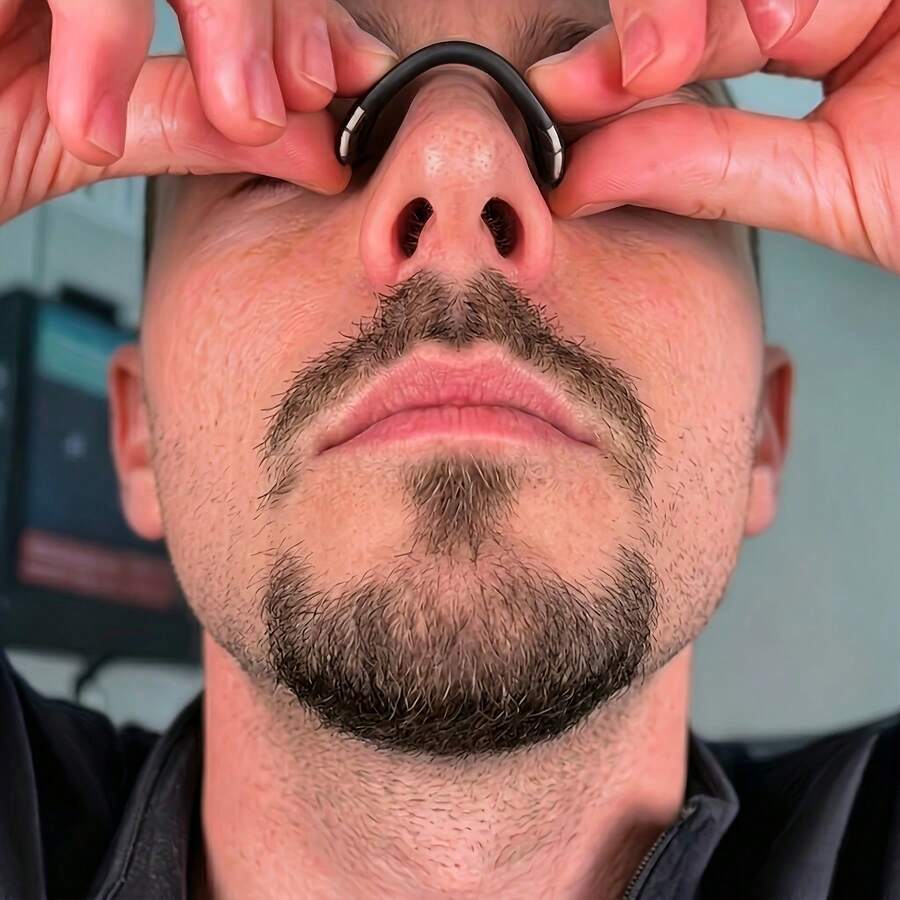 Full Set Magnetic Nose Expander, Suitable For Running And Cycling - Unisex Nose Strip Accessories, Fitness Gear - Sweat-Proof Nose Bracket - 50 Stickers + 4 Nose Clips + 1 Retriever - Apricot - View 1