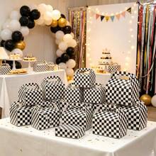 12/6pcs Black & White Checkerboard Pattern Gift Boxes / Party Favor Packaging Boxes / Birthday Wedding Christmas Gift Boxes / Checkerboard Gift Boxes / Paper Gift Boxes / Christmas Gift Boxes, Party Favor Boxes / Birthday Holiday Celebration Packaging Gift Boxes - Black and White Checkered Gift Box - View 8