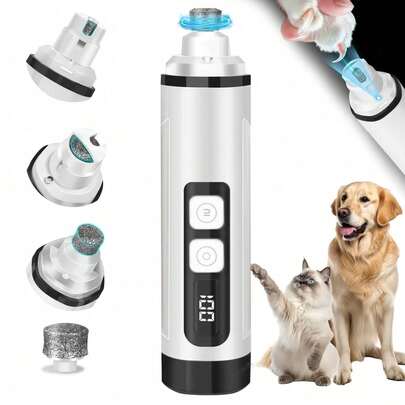 Dog Nail Grinder, Dog Nail Clipper And Grooming Kit, Ultra-Quiet Electric Pet Nail Grinder, Rechargeable, Suitable For Small And Large Dogs And Cats For Nail And Paw Grooming, 3-Speed Setting