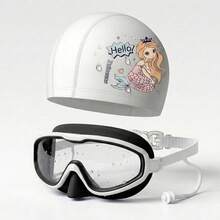 Kids Large Frame Mask-Style Swimming Goggles And Swim Cap Set, Panoramic High-Definition Lens, Waterproof Anti-Fog, Back To School First Day Of School - Multicolor - View 5