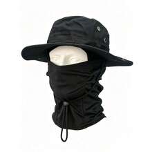 2pcs Unisex Sun Hat Bucket Hat UPF 50+ Jungle Hat + Camouflage Face Mask, Foldable, Hiking, Beach, Fishing, Summer, Hunting - Multicolor - View 2