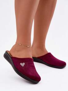 Women's Inblu Comfortable Light Soft Home Slippers With Heart And  For Relaxation Gray Red - Red - View 2