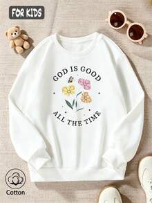 GOD IS GOOD ALL THE TIME Floral Butterfly Crew Neck Sweatshirt - White - View 3