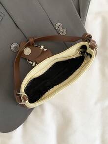 Fashionable Colorblock Shoulder Baguette Bag, Suitable For Women Shopping, Dating, Gifts And Daily Use - Brown - View 6