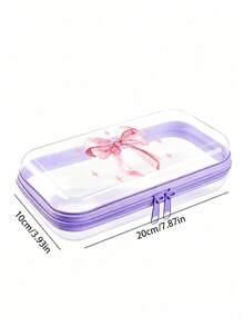 Pink Bow Transparent Makeup Bag, Multifunctional Storage Box,Hair Accessory Storage Box, Ring Necklace Accessories, Storage Box Jewelry Storage Box Medicine Storage Box, Portable Travel Medicine Box ,Christmas Gift - Multicolor - View 14