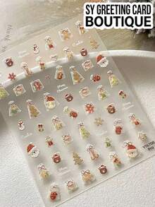 1pc Gold Foil Christmas Theme Stickers, Santa Claus, Gingerbread Man, Bear, Snowflake Multiple Designs Self-Adhesive Stickers, Transparent Background Holiday Pattern Stickers, Decorate Water Cups, Cameras And Holiday Gift Packaging - Decorative Stickers - View 6