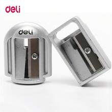 1/2pcs Deli Zinc Alloy Pencil Sharpener, Silver Metal Pencil Sharpener, School & Office Pencil Sharpener, Stationery Supplies - Silver - View 7