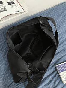 Large Capacity Solid Color Crossbody Bag, Casual Shoulder Bag, Unisex Couple Crossbody Bag, PU Leather, Shopping Bag, Daily Travel Backpack - Multicolor - View 8