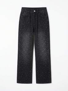 Celana Jeans Denim Wanita Model Lurus Longgar Gaya Vintage - Hitam - View 7