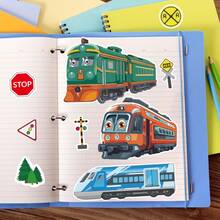 24pcs High-Speed Train DIY Children Stickers, Make A Face Design Train Image, Parent-Child Interactive Puzzle Toy, Develop Children's Brain, Holiday Party Gift, Gift Wrapping Sticker, Kindergarten Toy, Can Be Used For Home Decor, Stick On Table, Notebook, Balloon, Luggage, Refrigerator, Etc. - Mixed Color - View 6