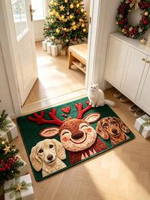 1pc Deer & Dog Doormat, Welcome Mat, Small Rug, Carpet, Floor Mat, Outdoor Doormat, Kitchen Rug, Home Decor, Front Door Mat, Area Rug, Outdoor Mat, Home Decoration - Multicolor - View 3