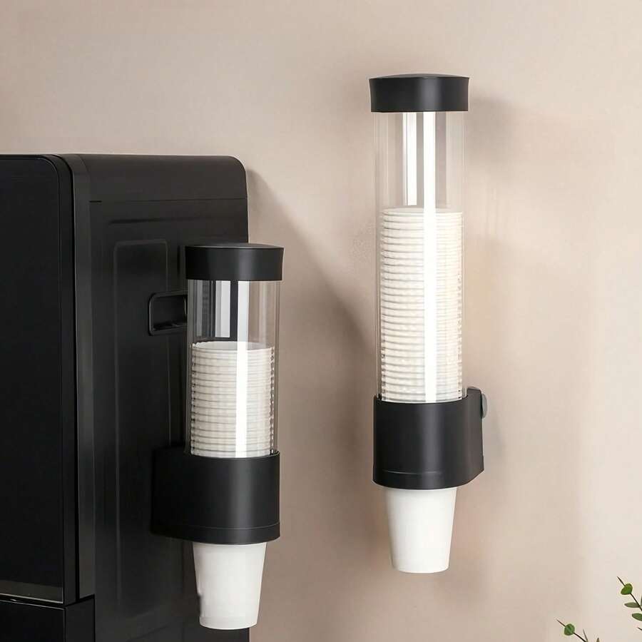 Pc Disposable Cup Holder Automatic Dispenser, No Drilling Required, Wall-Mounted, Desktop, Dust-Proof Paper Cup Rack, Water Dispenser, Home Water Dispenser, Large Capacity Dust-Proof Water Cup Storage Side Rack