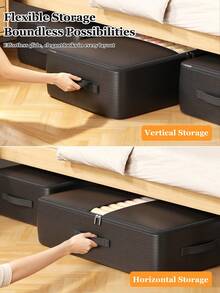 Heavy-Duty Waterproof Underbed Storage Bag, Durable Textured Material, Reinforced Stitching, Multiple Handles For Easy Access, Stackable Flat Design, Suitable For Seasonal Clothing And Bedding, Ideal For Home Closet And Dorm Storage - Multicolor - View 11